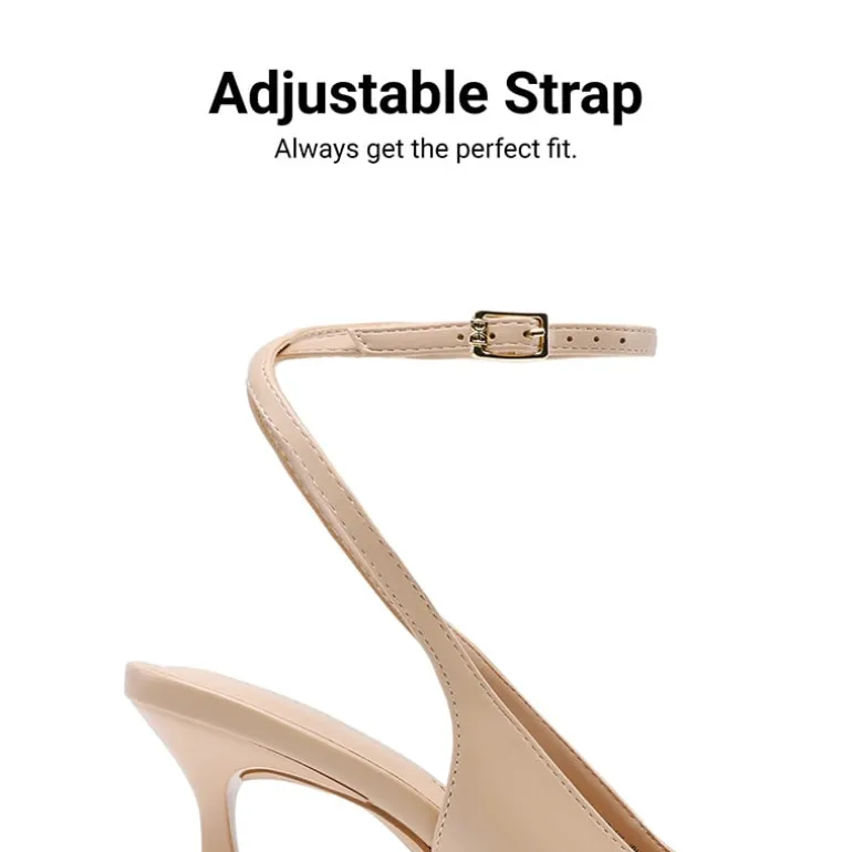 Women’s Pointed Toe Slingback Pumps with Buckle Strap