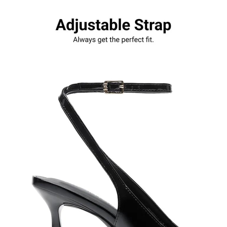 Women’s Pointed Toe Slingback Pumps with Buckle Strap