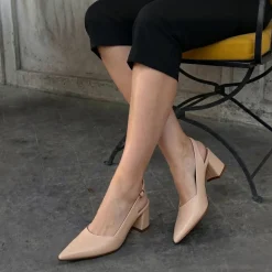 Women's Pointed Toe Slingback Block Heel Pumps