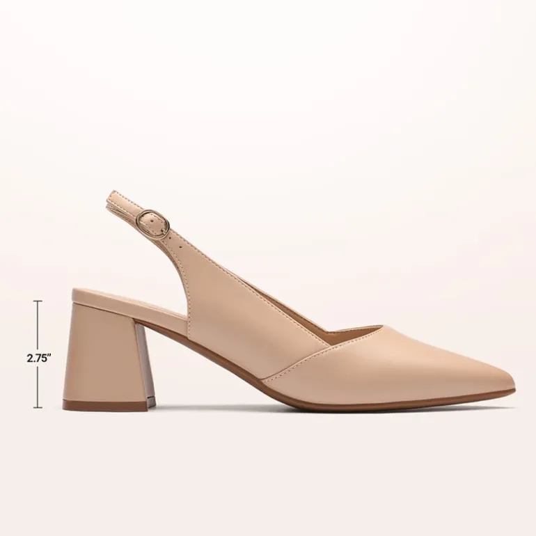 Women's Pointed Toe Slingback Block Heel Pumps
