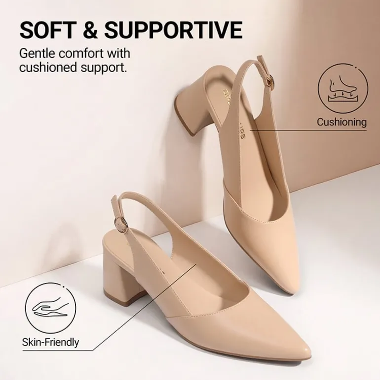 Women's Pointed Toe Slingback Block Heel Pumps