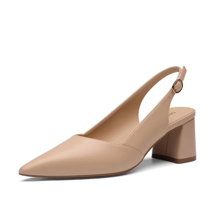 Women's Pointed Toe Slingback Block Heel Pumps