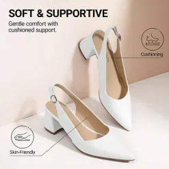 Women's Pointed Toe Slingback Block Heel Pumps