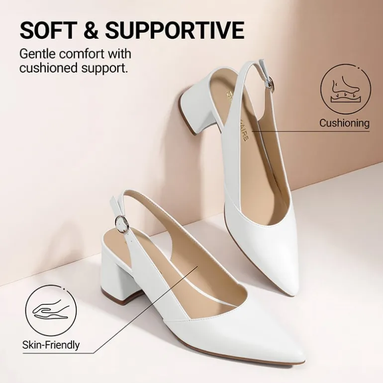 Women's Pointed Toe Slingback Block Heel Pumps