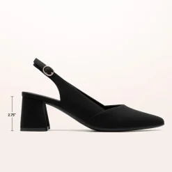 Women's Pointed Toe Slingback Block Heel Pumps