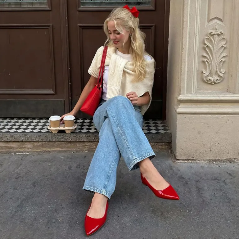 Women's Pointed-Toe Slingback Flats with DIY Ribbon