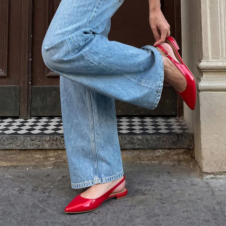 Women's Pointed-Toe Slingback Flats with DIY Ribbon