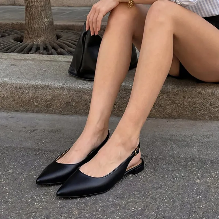 Women's Pointed-Toe Slingback Flats with DIY Ribbon