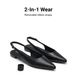 Women's Pointed-Toe Slingback Flats with DIY Ribbon