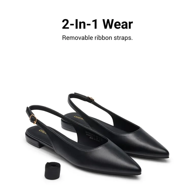 Women's Pointed-Toe Slingback Flats with DIY Ribbon