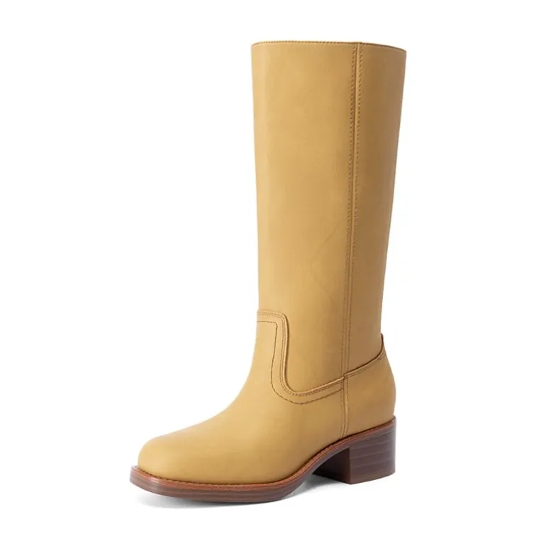 Women’s Retro Square Toe Block Heel Western Boots