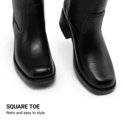 Women’s Retro Square Toe Block Heel Western Boots