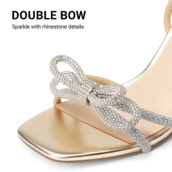 Women's Rhinestone Bow Block Heel Sandals