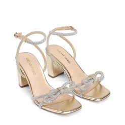 Women's Rhinestone Bow Block Heel Sandals