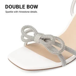 Women's Rhinestone Bow Block Heel Sandals