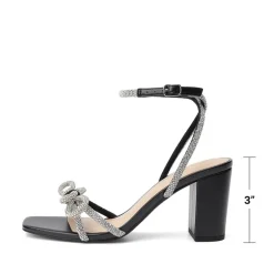 Women's Rhinestone Bow Block Heel Sandals
