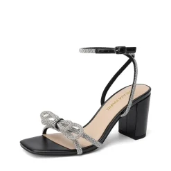 Women's Rhinestone Bow Block Heel Sandals