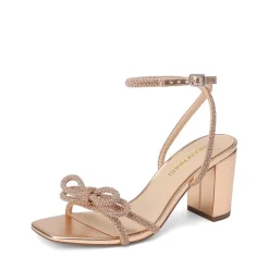 Women's Rhinestone Bow Block Heel Sandals