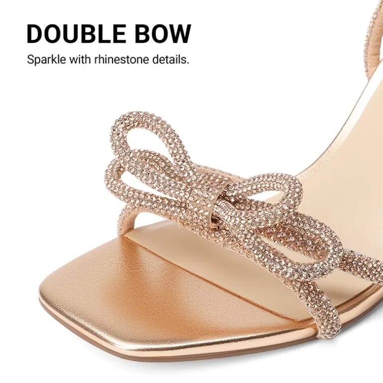 Women's Rhinestone Bow Block Heel Sandals