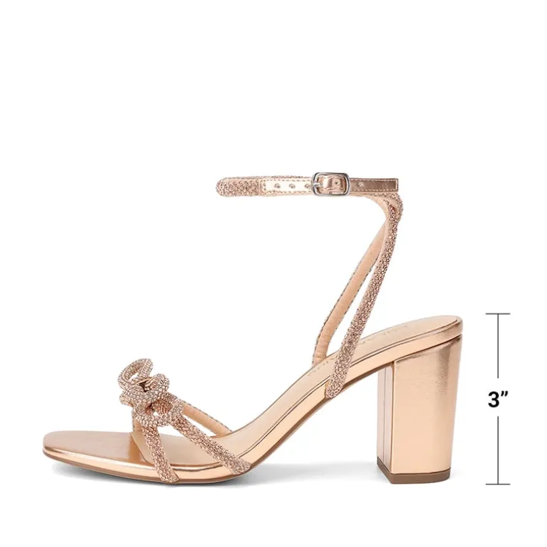 Women's Rhinestone Bow Block Heel Sandals