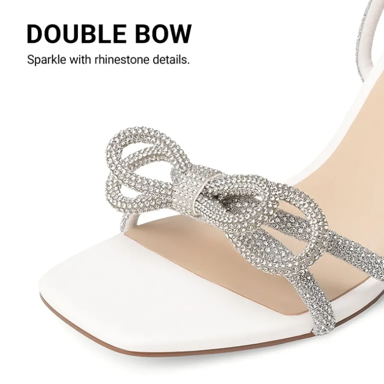 Women's Rhinestone Bow Block Heel Sandals