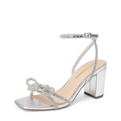 Women's Rhinestone Bow Block Heel Sandals
