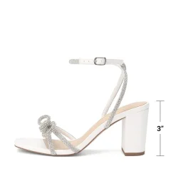 Women's Rhinestone Bow Block Heel Sandals