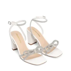 Women's Rhinestone Bow Block Heel Sandals