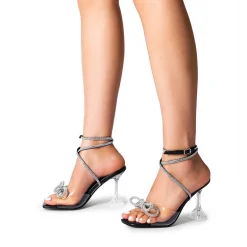 Women’s Rhinestone Bowknot High-Heeled Sandals