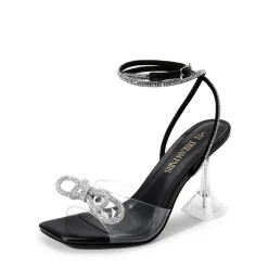 Women’s Rhinestone Bowknot High-Heeled Sandals