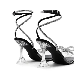 Women’s Rhinestone Bowknot High-Heeled Sandals