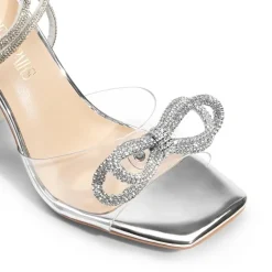 Women’s Rhinestone Bowknot High-Heeled Sandals