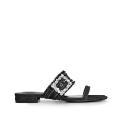 Women's Rhinestone Buckle Denim Sandals
