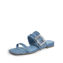 Women's Rhinestone Buckle Denim Sandals