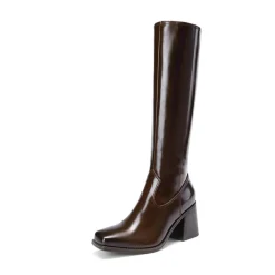 Women’s Sleek Knee-High Chunky Heel Boots