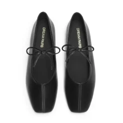 Women's Square Toe Ballet Flats with Elastic Strap & Bow