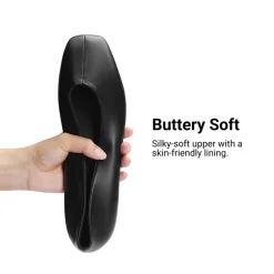 Women's Square Toe Ballet Flats with Elastic Strap & Bow
