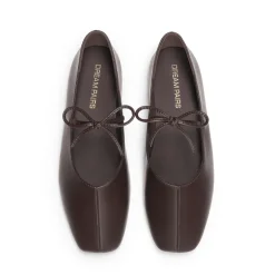 Women's Square Toe Ballet Flats with Elastic Strap & Bow