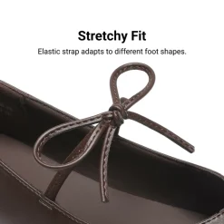 Women's Square Toe Ballet Flats with Elastic Strap & Bow