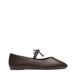 Women's Square Toe Ballet Flats with Elastic Strap & Bow
