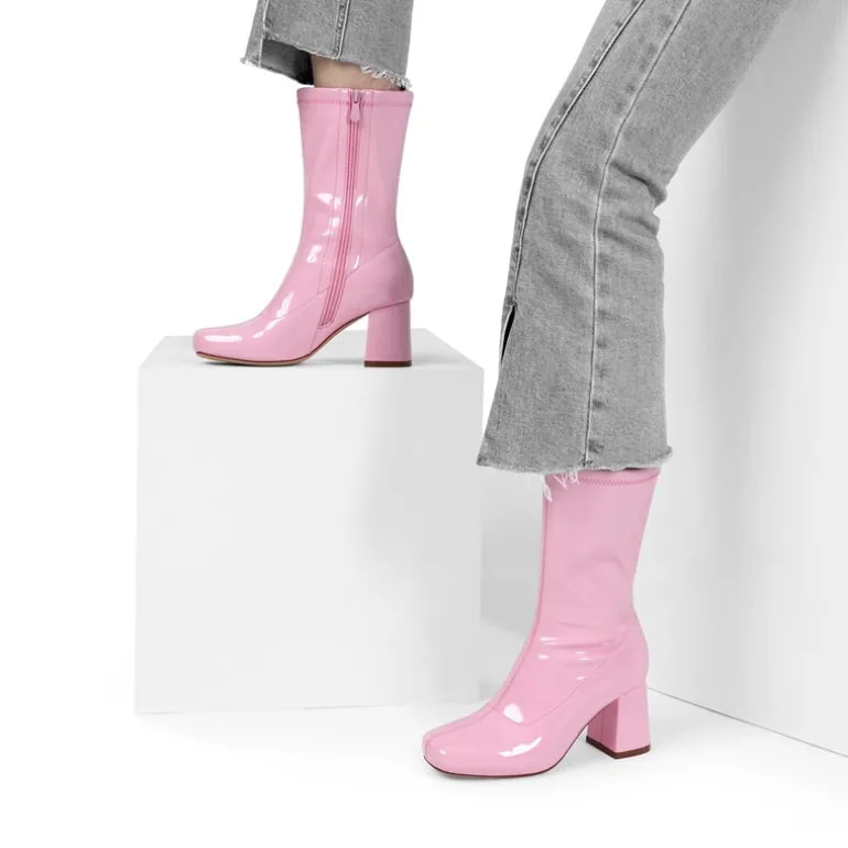 Women’s Square-Toe Block Heel Go-Go Boots
