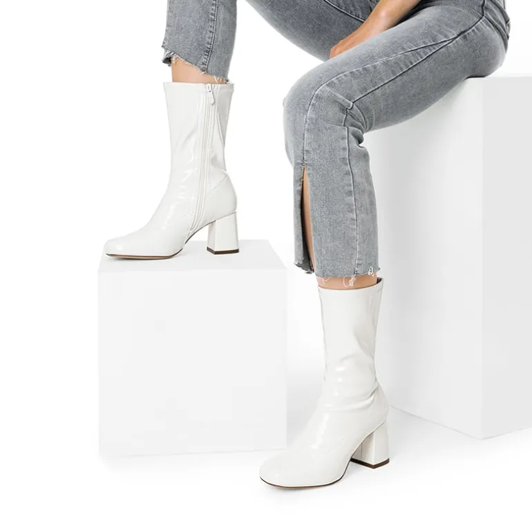 Women’s Square-Toe Block Heel Go-Go Boots