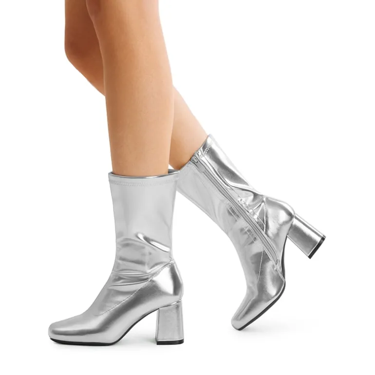 Women’s Square-Toe Block Heel Go-Go Boots