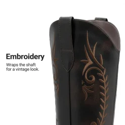 Women’s Square Toe Block Heel Western Boots with Embroidery