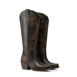 Women’s Square Toe Block Heel Western Boots with Embroidery