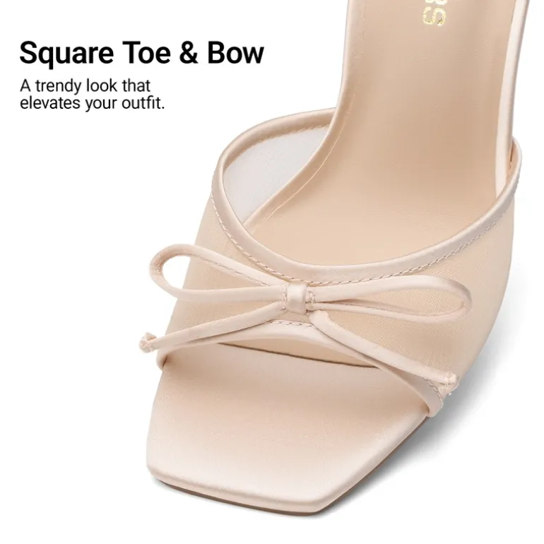 Women’s Square Toe Bow Mules with Cushioned Insole
