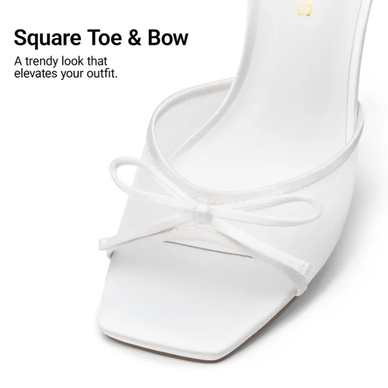 Women’s Square Toe Bow Mules with Cushioned Insole