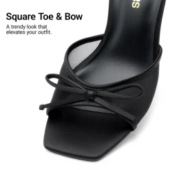 Women’s Square Toe Bow Mules with Cushioned Insole