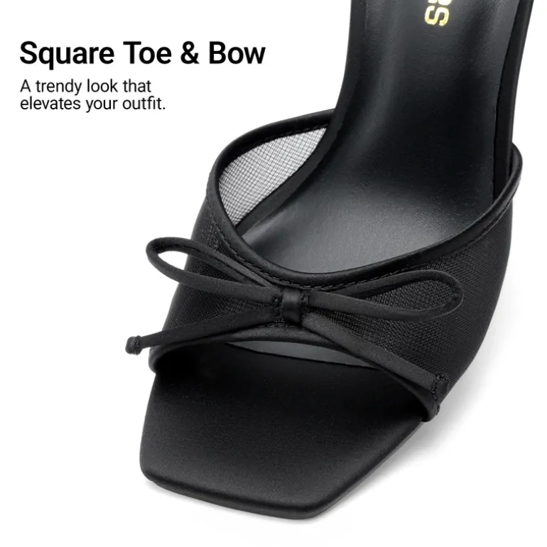 Women’s Square Toe Bow Mules with Cushioned Insole