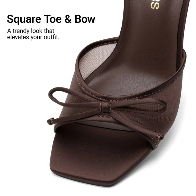 Women’s Square Toe Bow Mules with Cushioned Insole